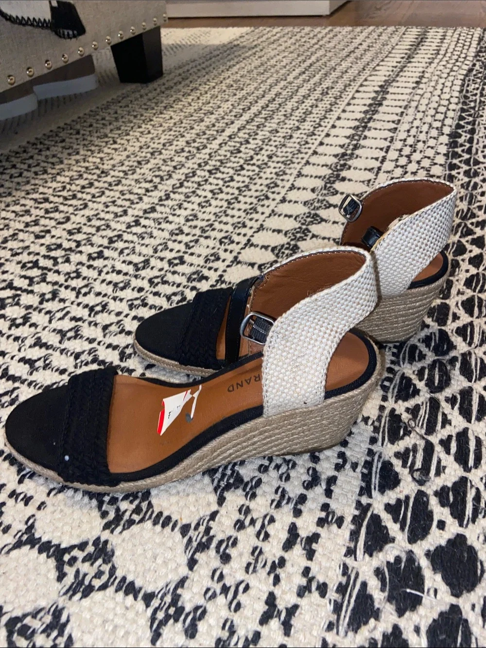 Lucky Brand Black Braided Espadrille Wedge Sandals